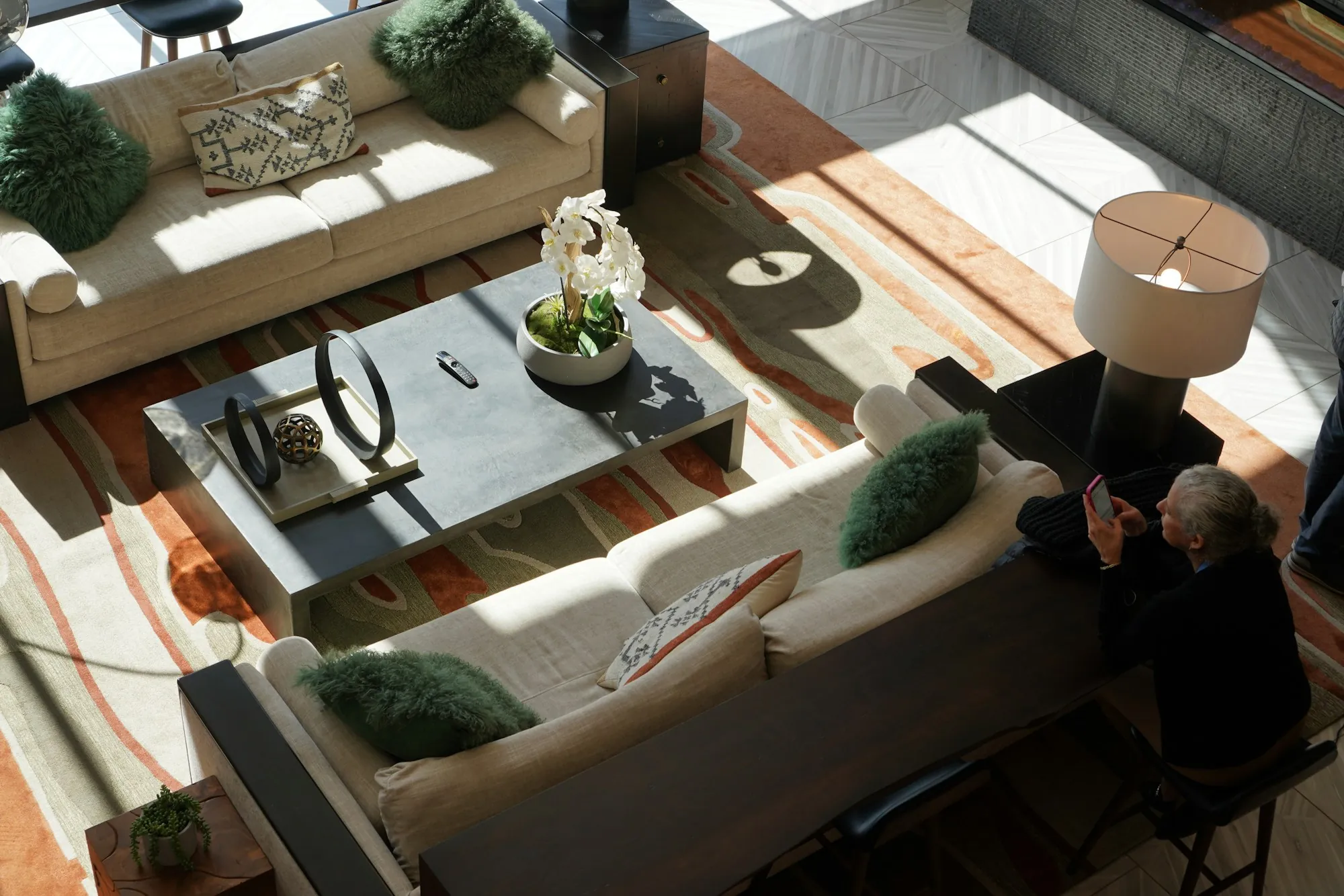 A comfortable living room with a large window
